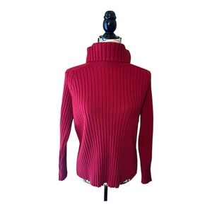 Banana Republic Red Ribbed Cowl Neck Sweater